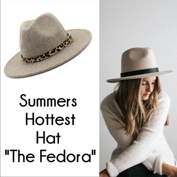 NWT FEDORA PANAMA HAT WITH LEOPARD ๐ REMOVABLE BAND - Picture 1 of 3